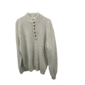 Harbor Bay Tan/White Partial Button Front Wool Blend Sweater Size 2X Big